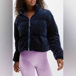 NWT Fabletics Blue velvet puffer jacket